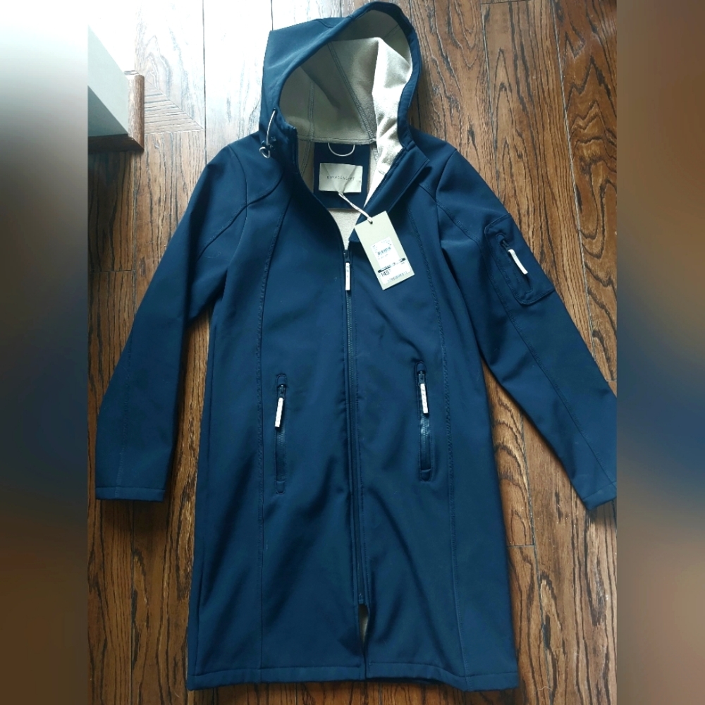 XS New Rain Jacket Soyaconcept Coat - Navy  - Fleece Lined